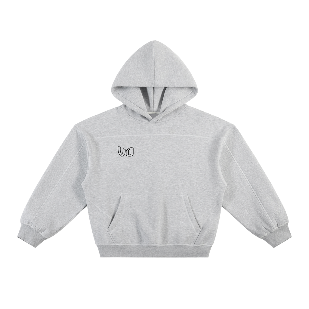 Grey Stitched Boxy Fleece Hoodie