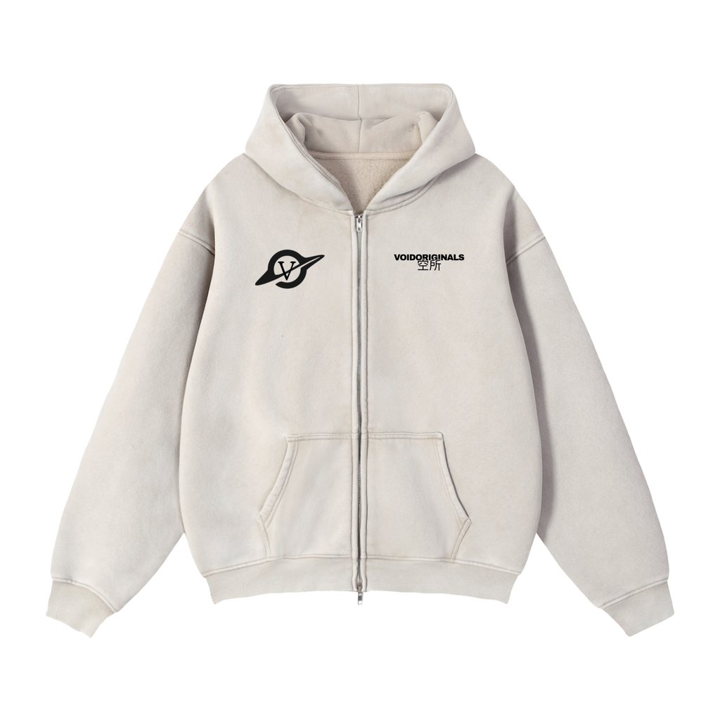 Zip-Through Boxy Fleece Hoodie