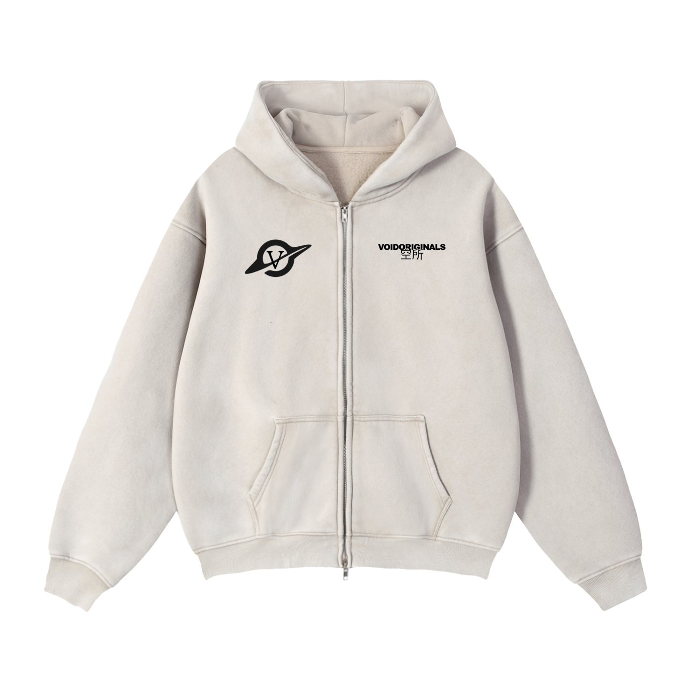 Zip-Through Boxy Fleece Hoodie