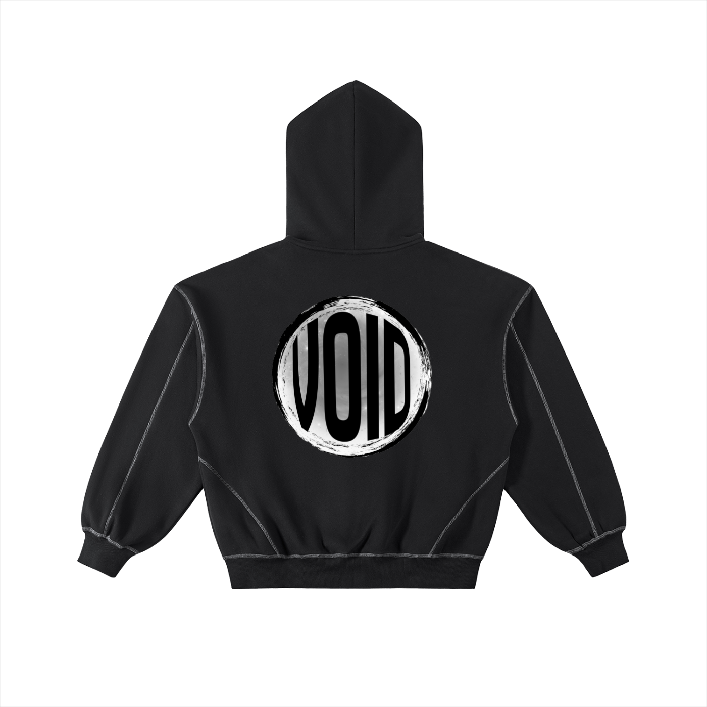 Contrast-Stitched Boxy Fleece Zip Hoodie