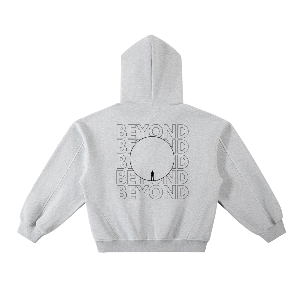 Grey Stitched Boxy Fleece Hoodie