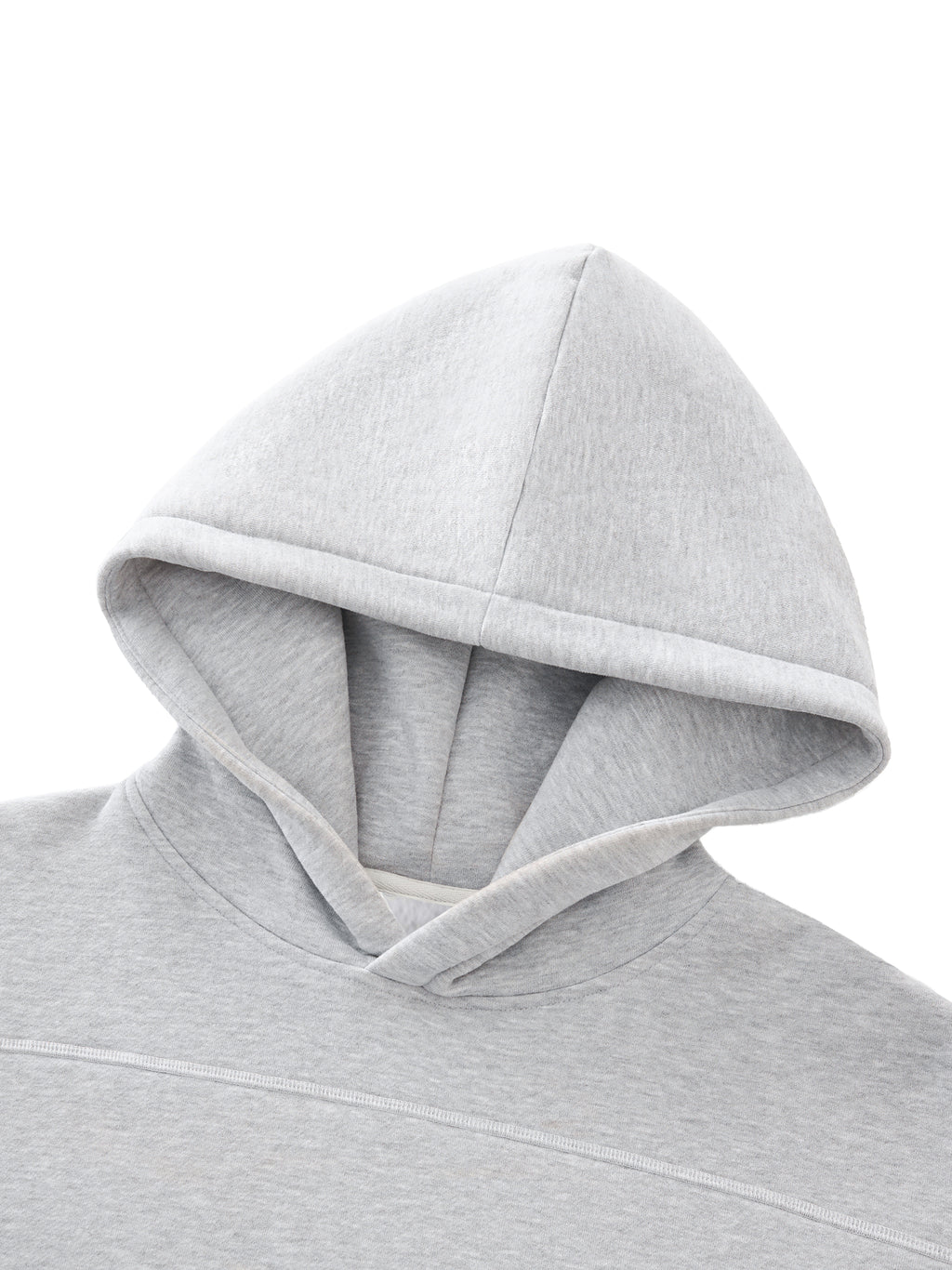 Grey Stitched Boxy Fleece Hoodie