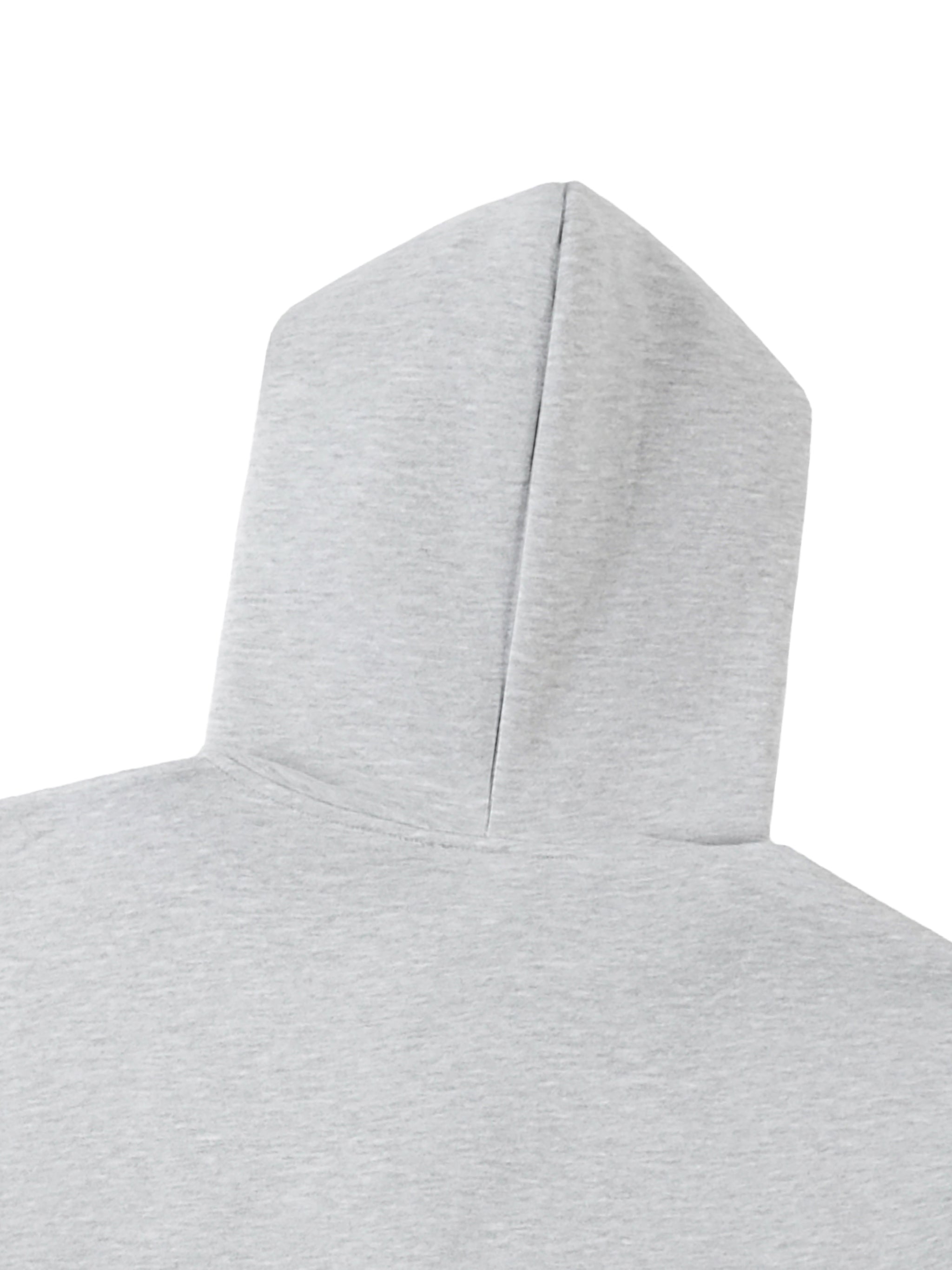 Grey Stitched Boxy Fleece Hoodie